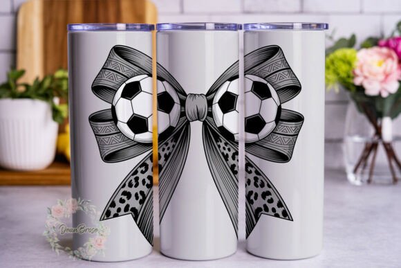 Soccer Ball Bow Graphics for Versatile Tumbler Wraps