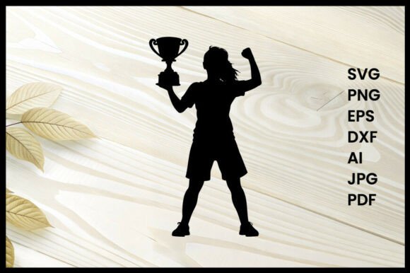 Victory Silhouette: Female Soccer Player Graphic for Crafts